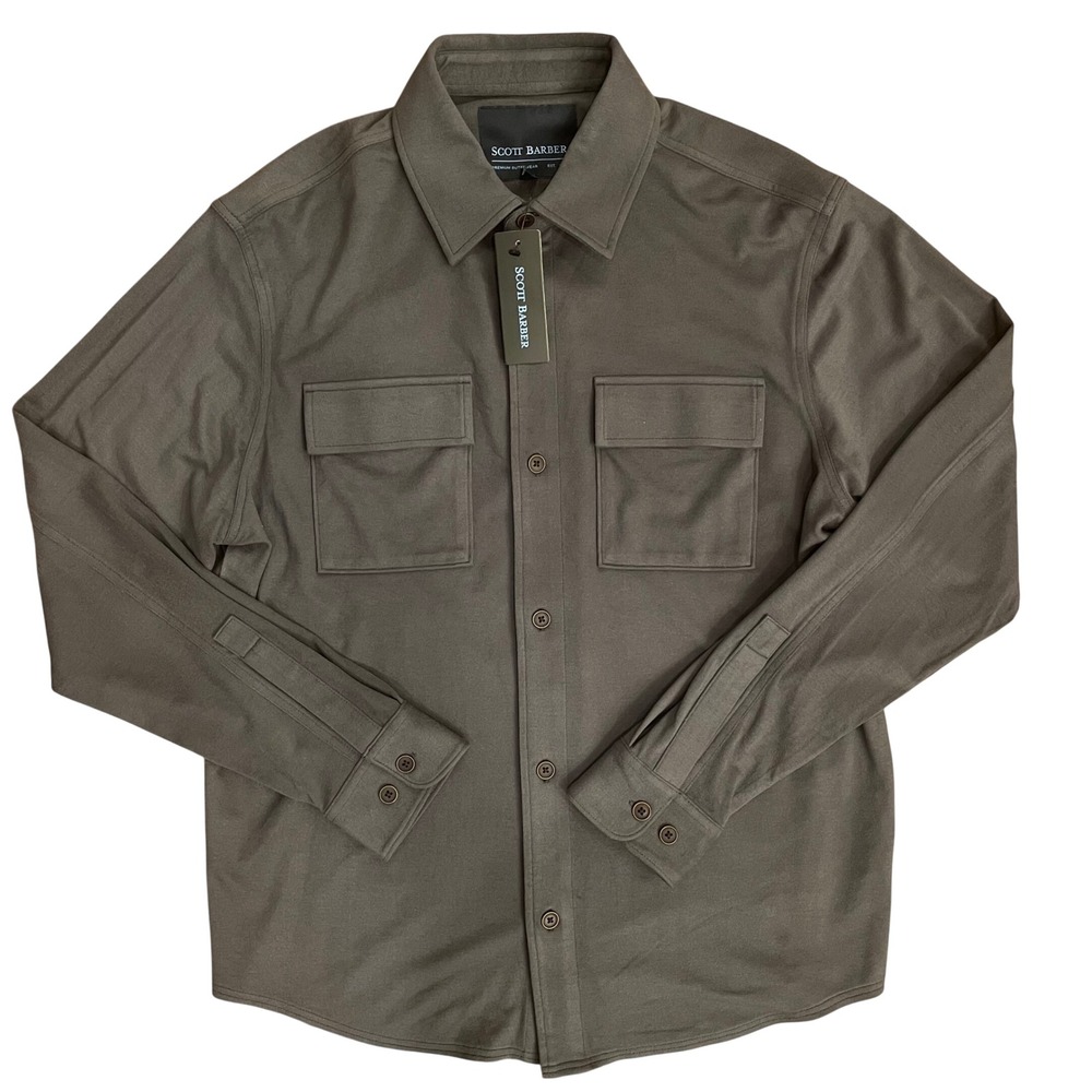 Scott Barber Shirt Jacket‎ Mens Large Charcoal Grey Button Front Utility Shacket
